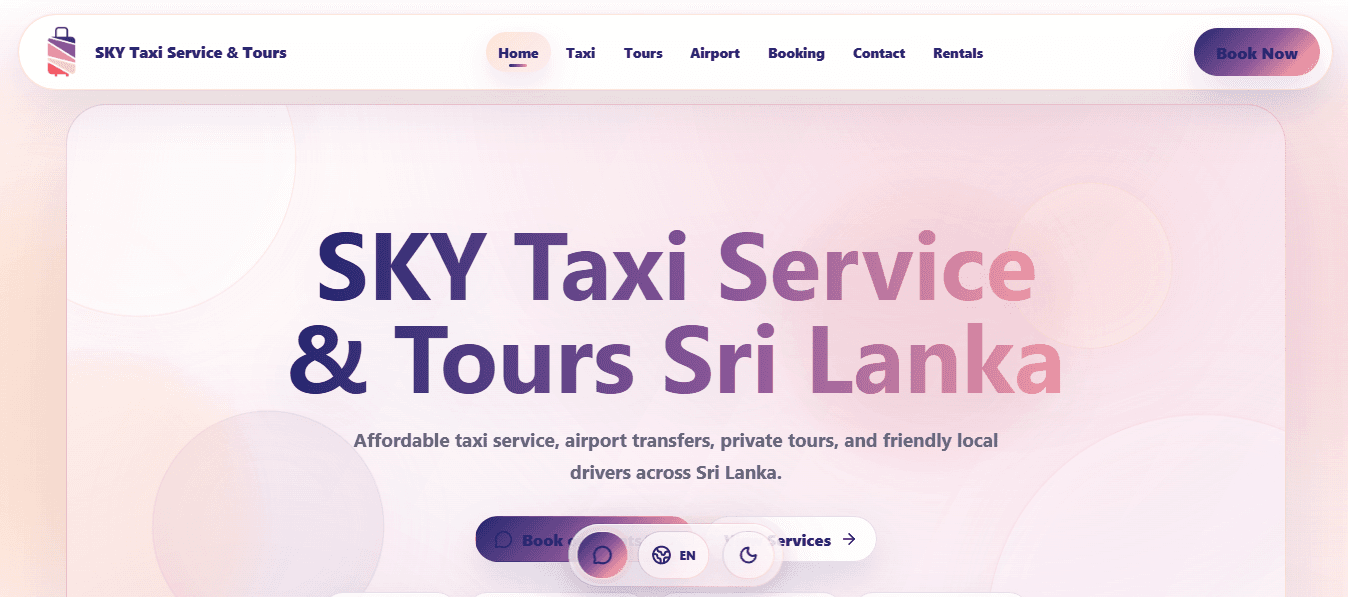 SKY Taxi Service and Tours website